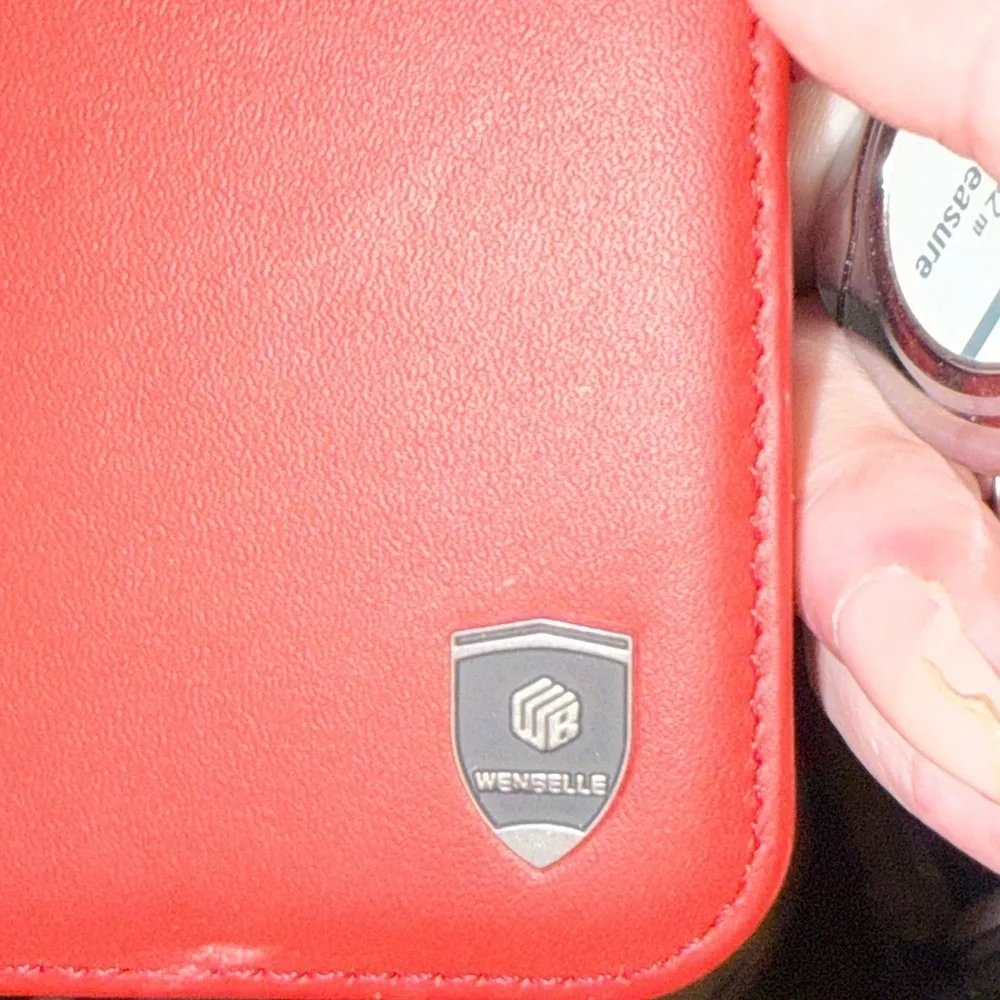 WENSELLE Luxury Red Leather Wallet Phone Case with MagSafe & Card Slots